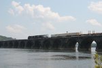 NS units taking an Eastbound container train over Rockville bridge